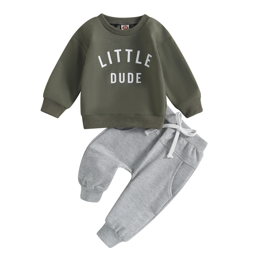 Toddler Boys Fall Outfits Letter Print Crew Neck Sweatshirts Pants