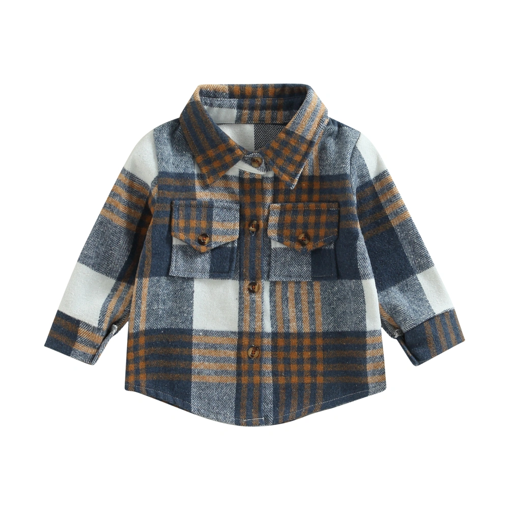 Kids Boy Plaid Shirt Jacket Autumn Long Sleeve Button Down Jackets