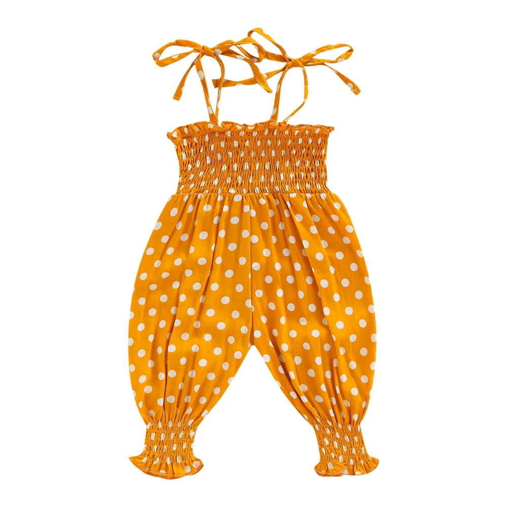 Baby Girls Summer Sleeveless Backless Dot Print Sling Romper