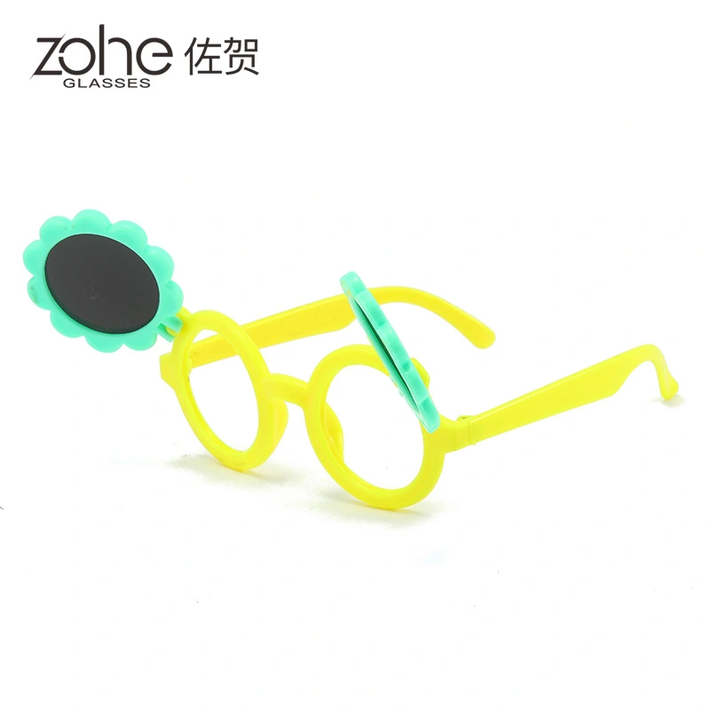 Kids Summer Sunglasses, Cartoon Sunflower Anti-UV Flip Sunglasses