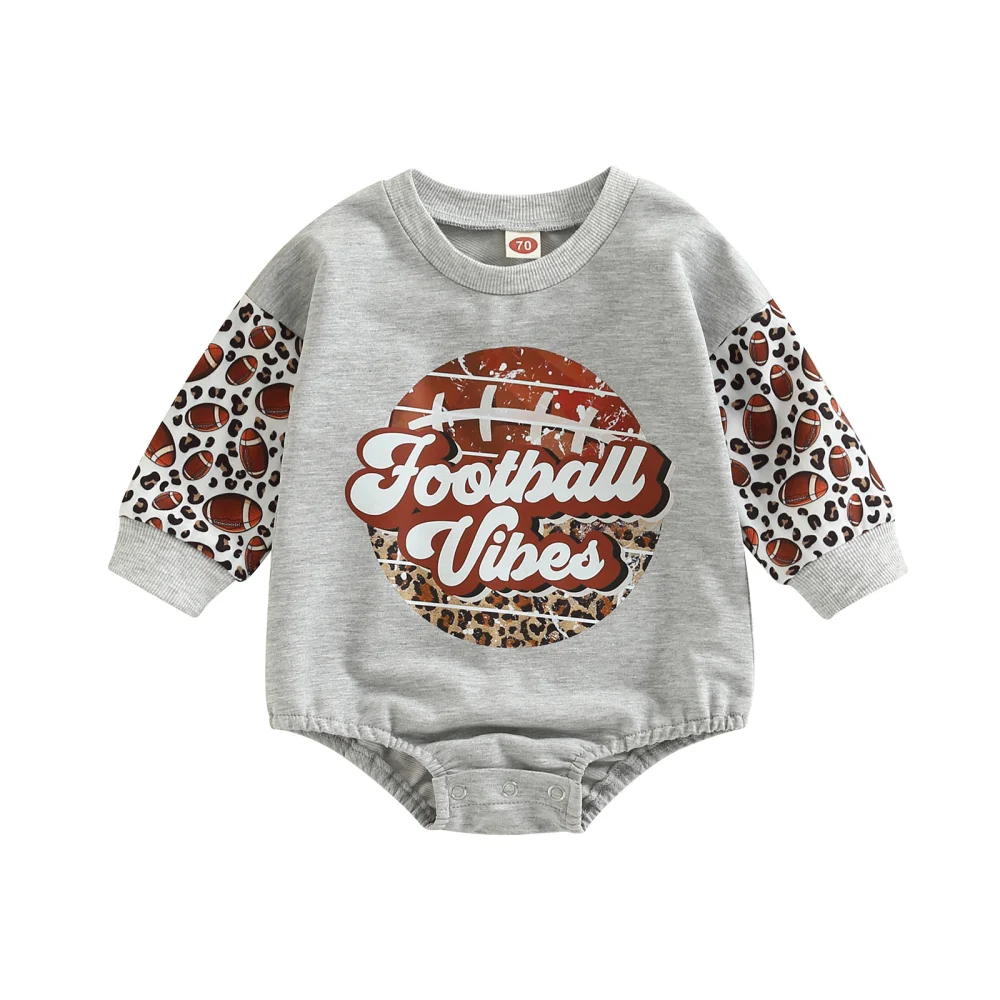 Infant Baby Autumn Romper, Rugby Print Long Sleeve Leopard Jumpsuit 