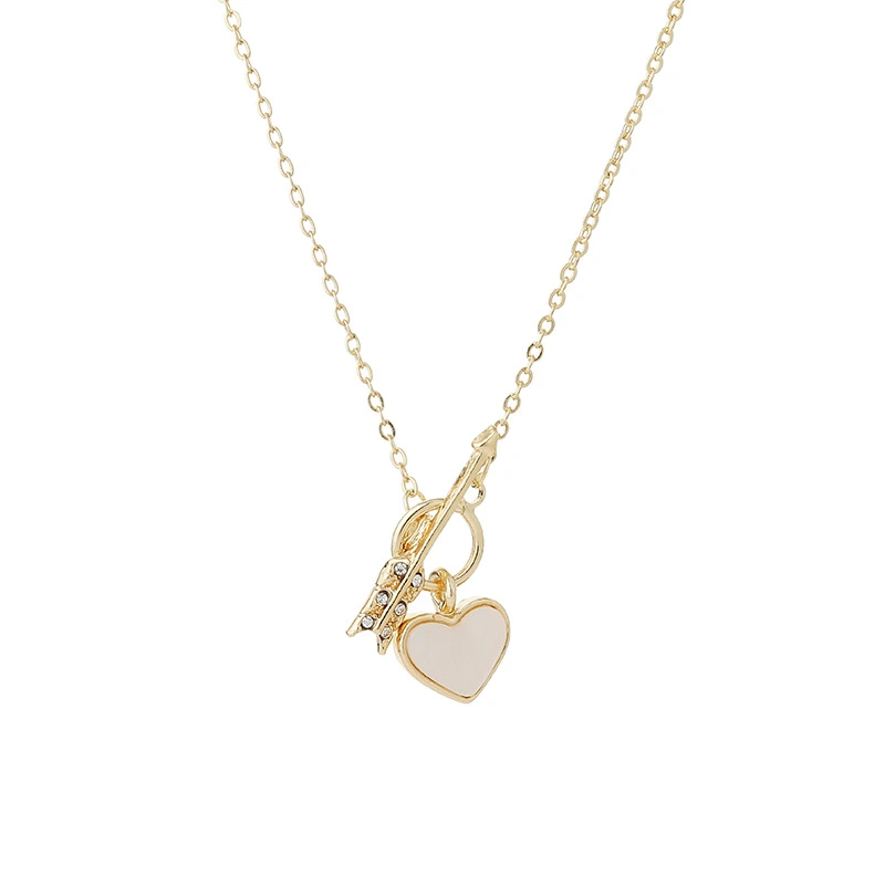 Women Girls Arrows Heart Necklace Elegant Pendant Clavicle Chain