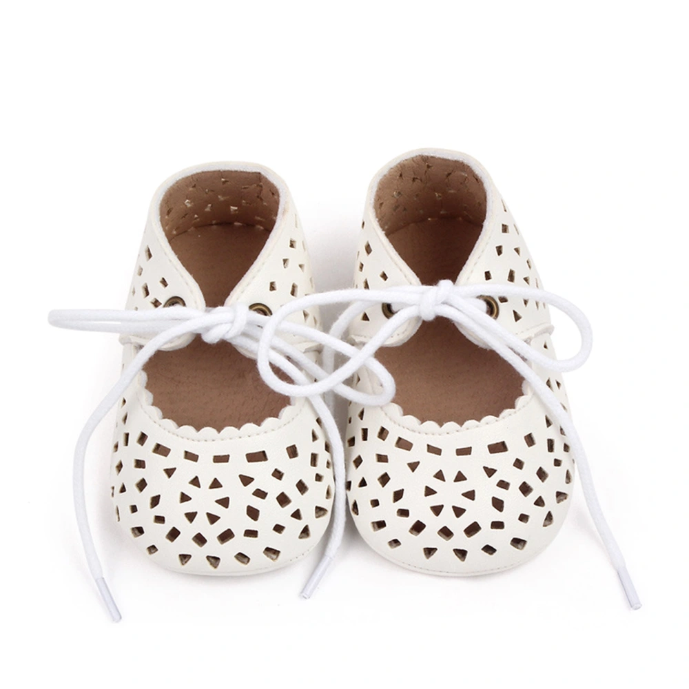 Baby Girls Flat Shoes, Non-slip PU Leather Hollowed Lacing Shoes