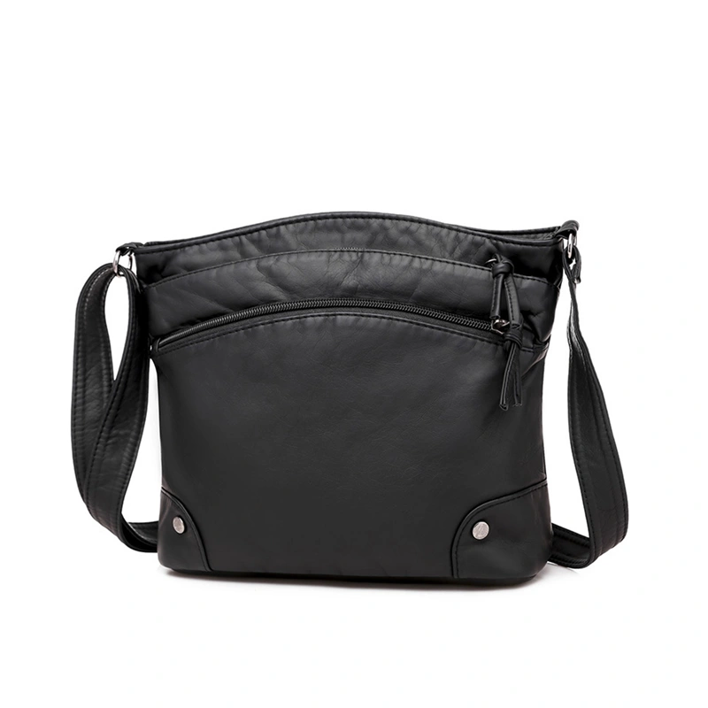 Women's Pure Color Crossbody Bag, Multipurpose Zipper Vintage Bag