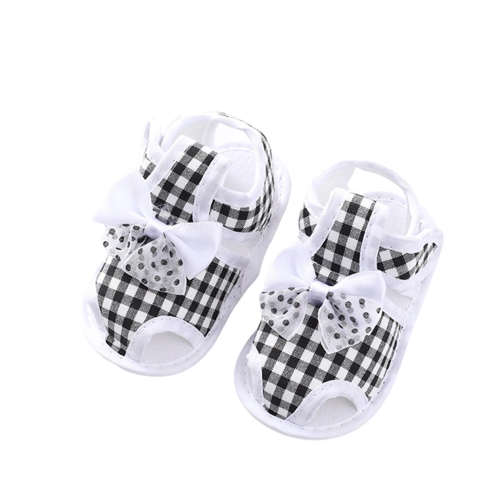 Baby Girl's Summer Sandals Plaid Print Anti-slip Bowknot Prewalker