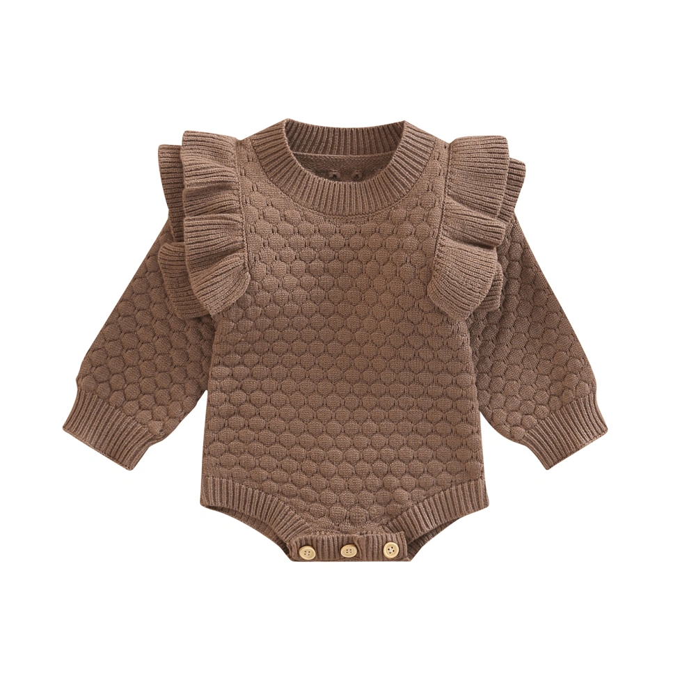 Infant Full Sleeve Romper, Crew Neck Knitted Triangle Bodysuit