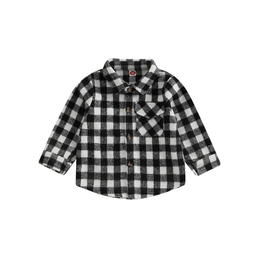 Toddler Boys Autumn Long Sleeve Lapel Button Down Plaid Shirt