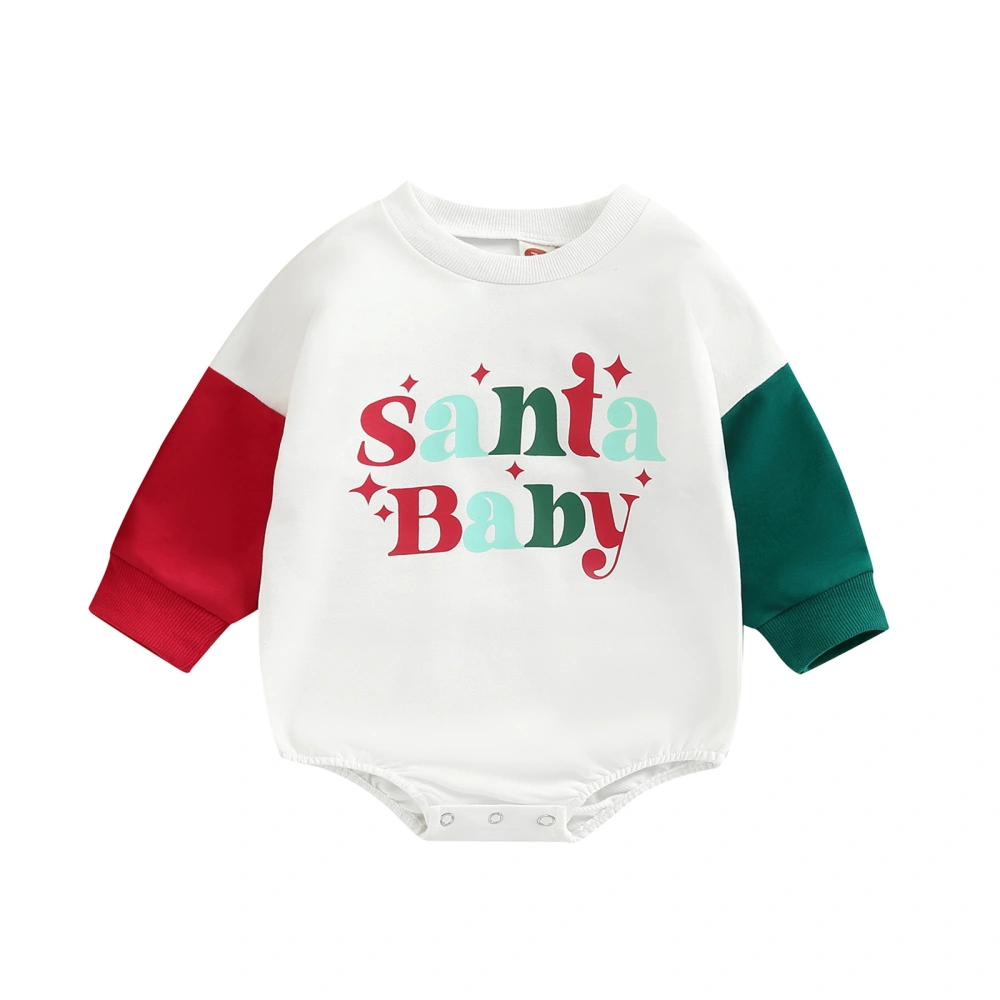 Infant Baby Christmas Romper, Long Sleeves Letter Print Jumpsuit