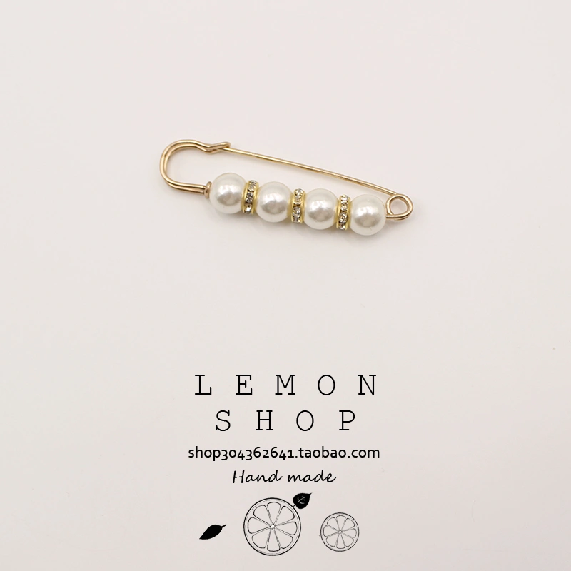 Women Brooch with Pearl Decoration, Safety Pin Clip Decoration 
