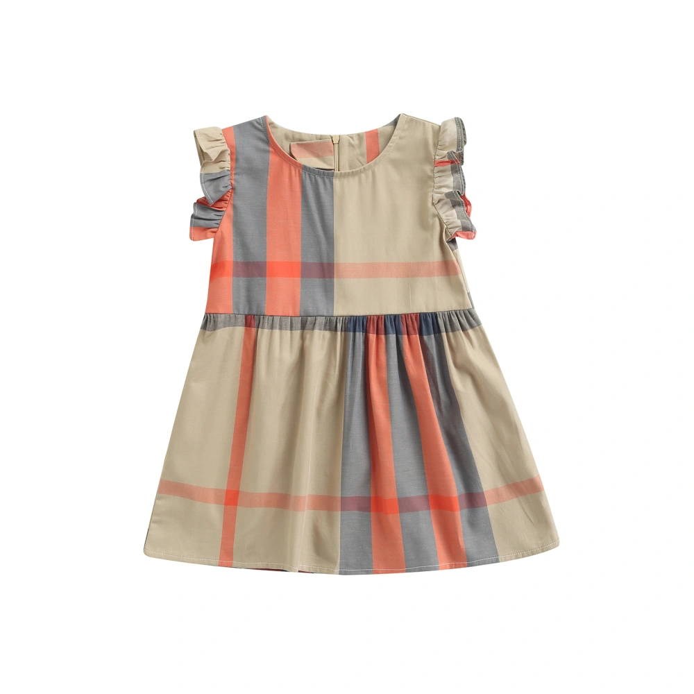 Girl Summer A-Line Dress, Fly Sleeve Stripe Print Patchwork Dress