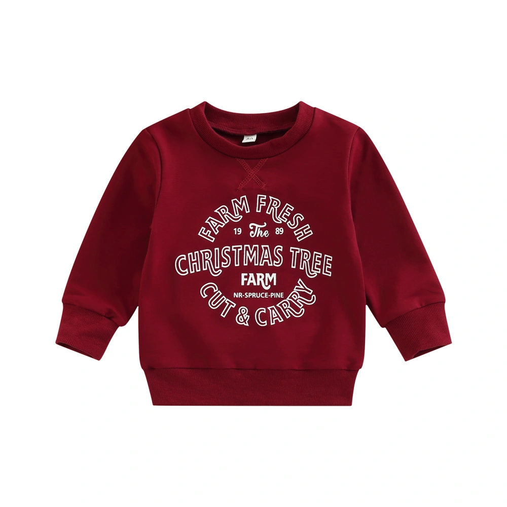 Toddler Christmas Pullover, Letter Print Long-Sleeved Loose Sweatshirt