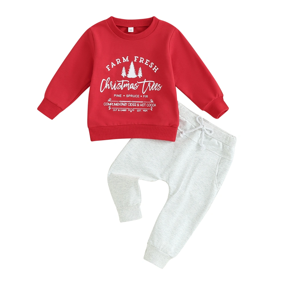 Baby Boy 2 Piece Outfits Christmas Letter Print Sweatshirt and Pants