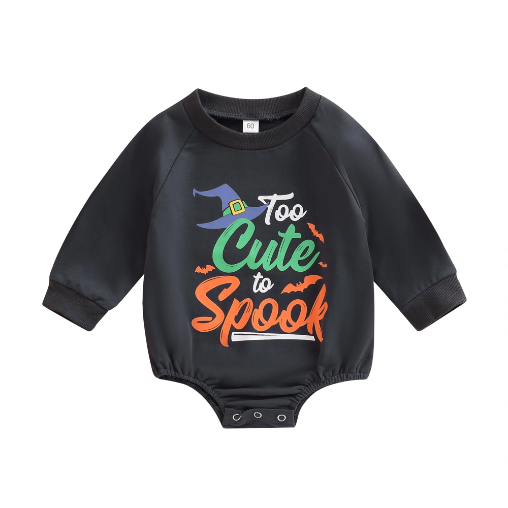 Baby Girl Boys Romper Long Sleeve Round Neck Letters Print Tops