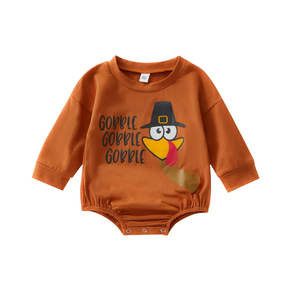 Baby Boys Girls Thanksgiving Romper Letters Turkey Print Bodysuit