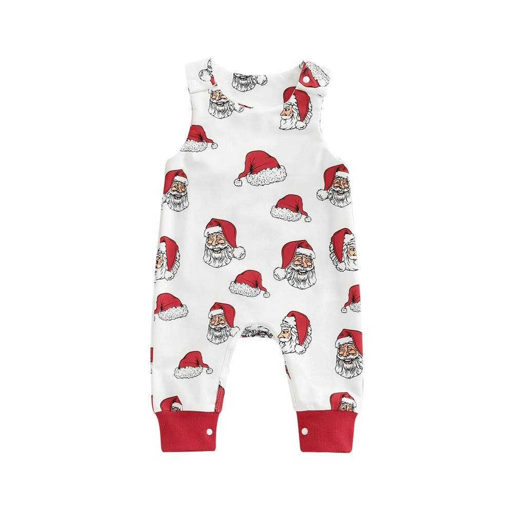 Baby Boys Girls Christmas Jumpsuit Sleeveless Santa Claus Print Romper