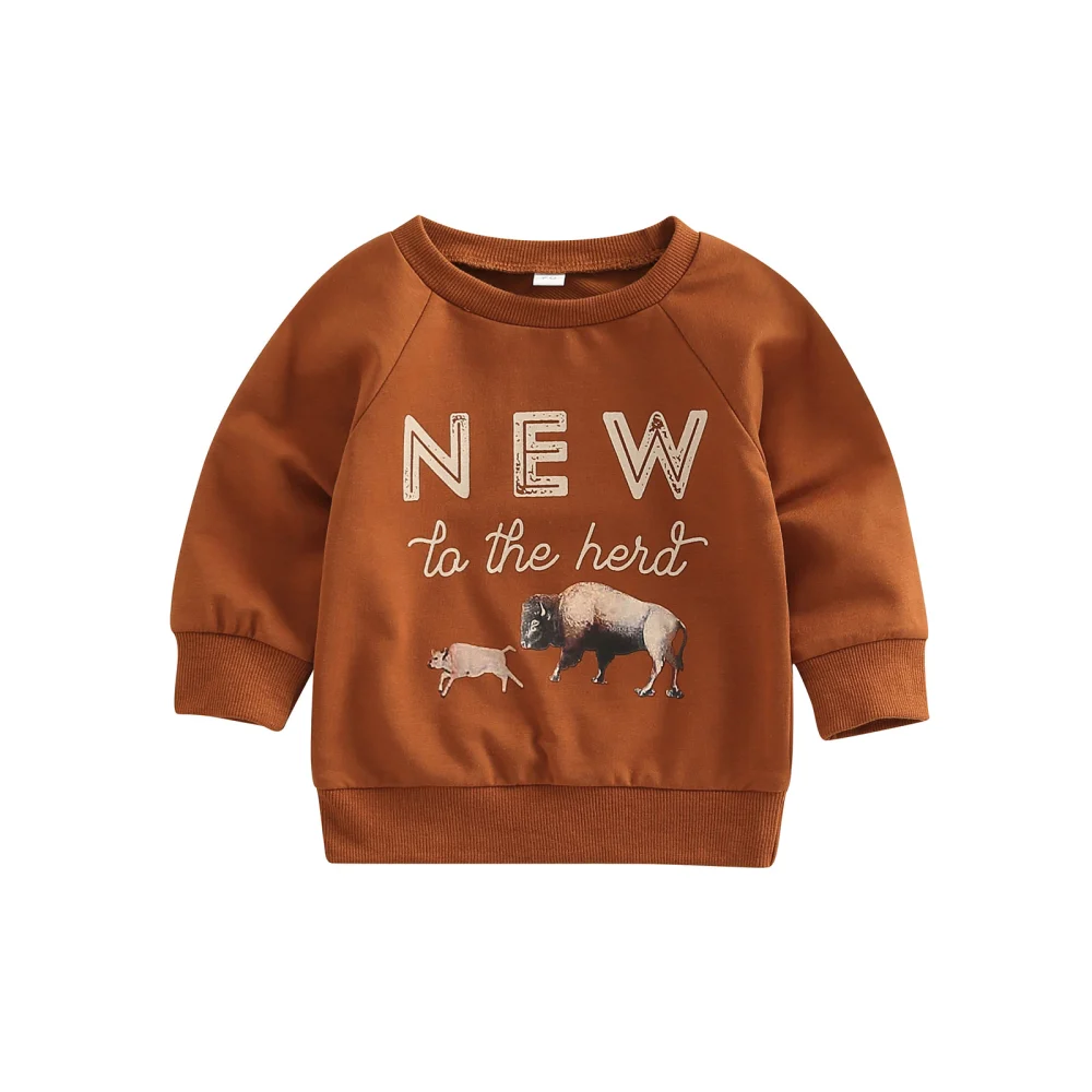 Toddler Sweatshirt Calf Letter Print Long Sleeve Pullover Tops