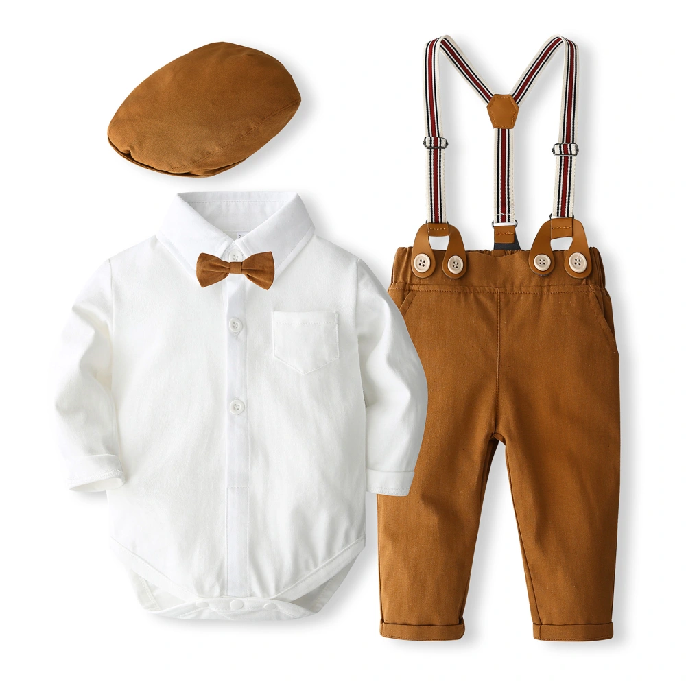 Baby Boys Gentleman Outfits Sleeve Bowtie Romper Suspender Pants Hat