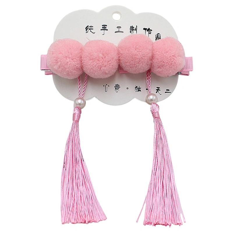 Kids Girls Hair Clips, Cute Plush Balls Tasseled Hair Styling Tools