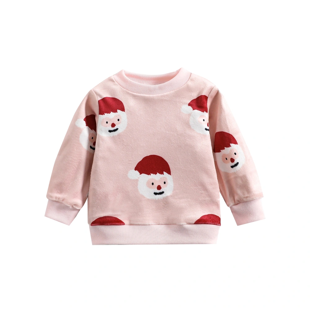 Baby Girls Christmas Sweatshirt Long Sleeve Santa Claus Print Pullover