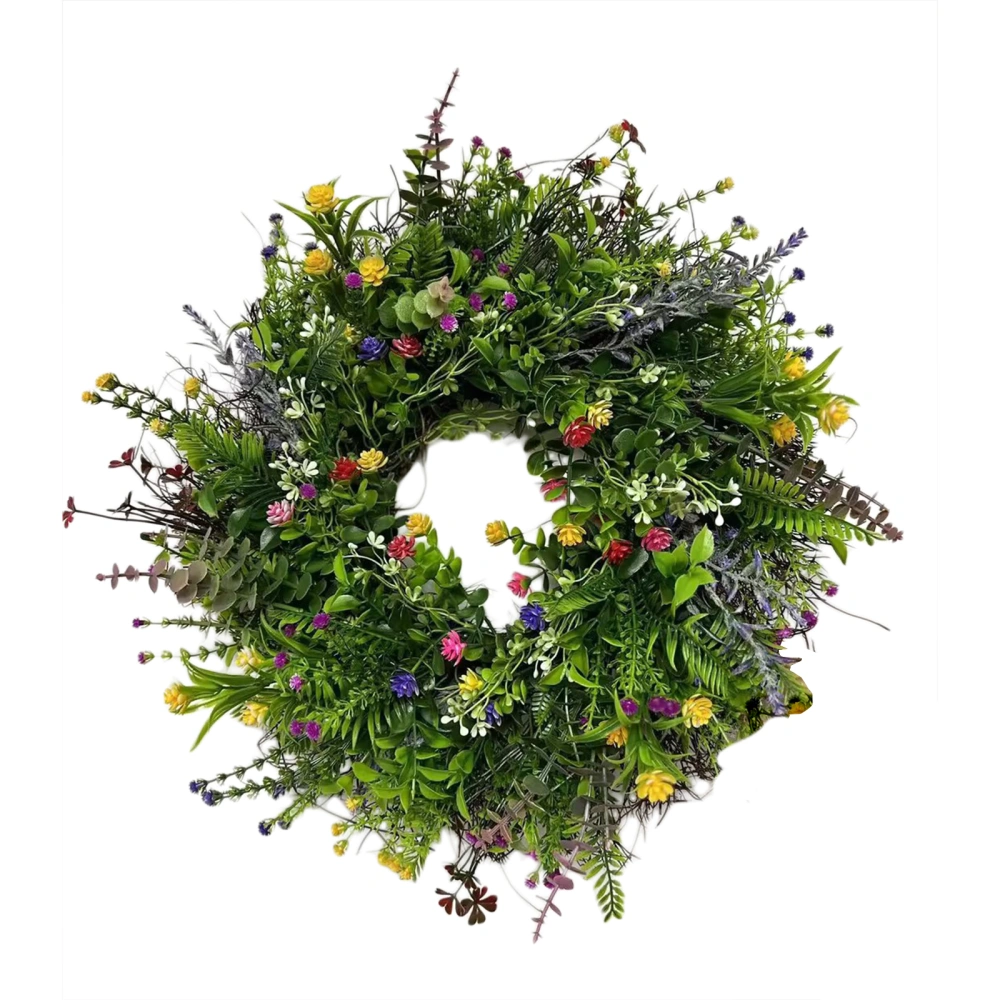 Artificial Plants Wreath, Colorful Flower Leaves Handmade Garlands 