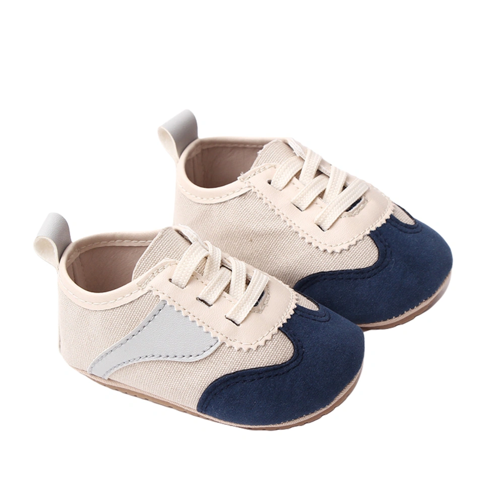 Baby Girls Boys Canvas Shoes Non-slip Contrast Color Tie-up Flat Shoes