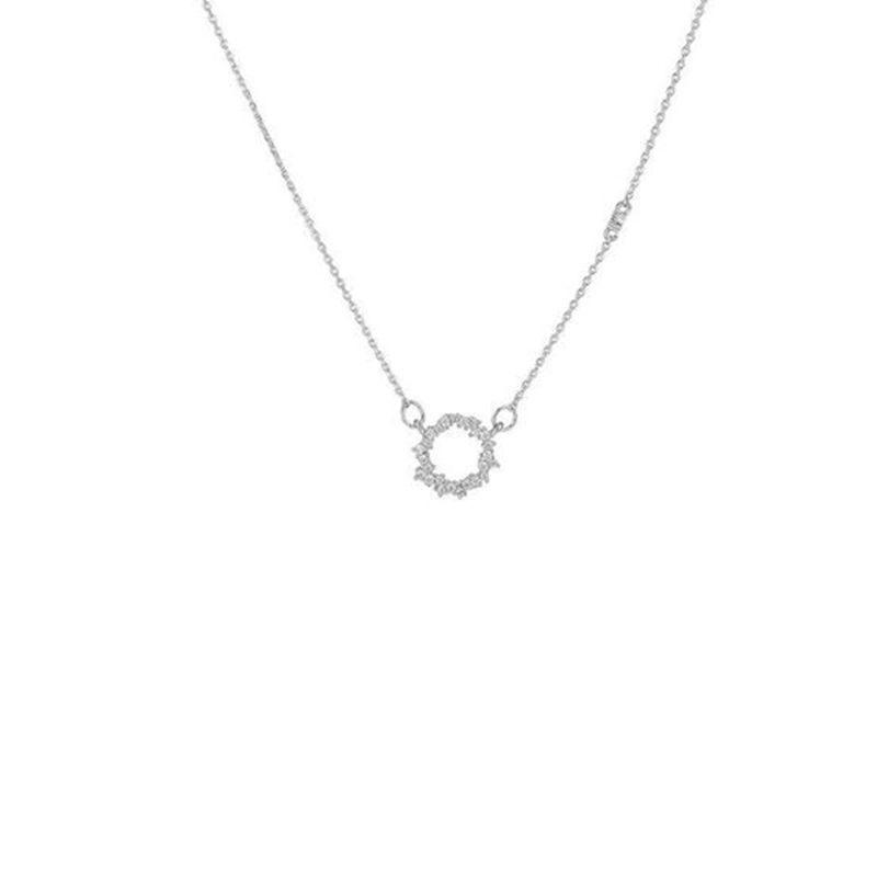 Women's Necklace, Diamond-Studded Geometric Circle Clavicle Chain