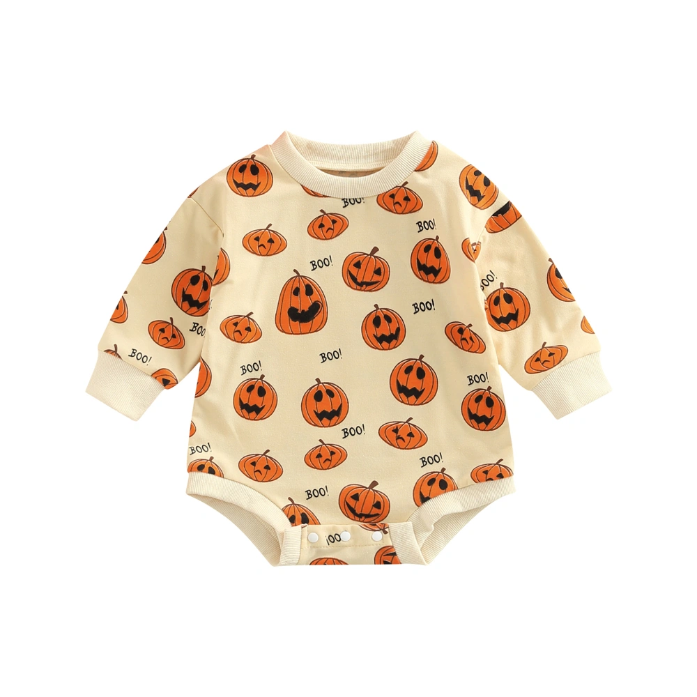 Baby Halloween Romper, Long Sleeve Letter Ghost Pumpkin O-Neck Romper