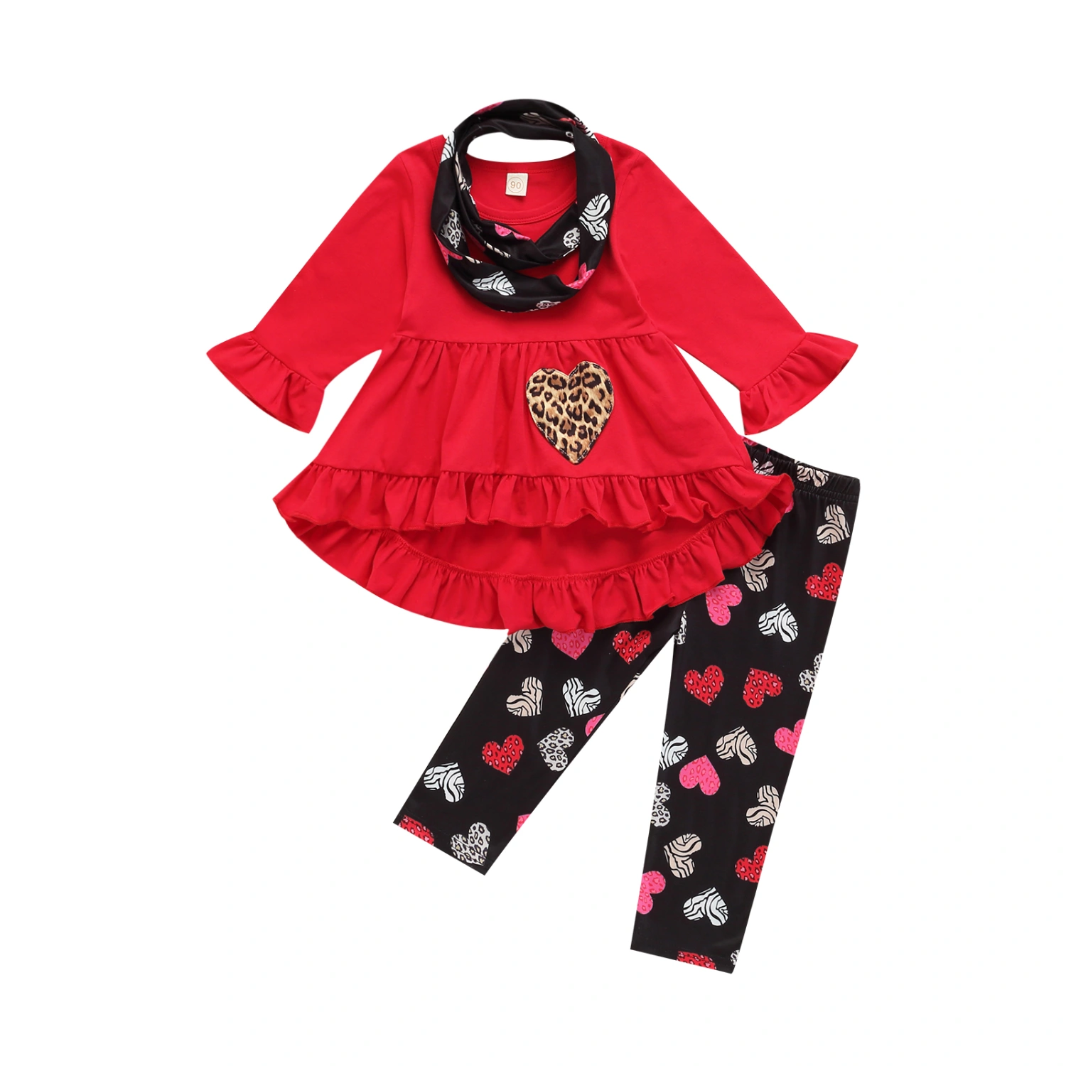 Girls Clothes Outfit, Pullover Tops + Pants + Bib Three Pieces Set