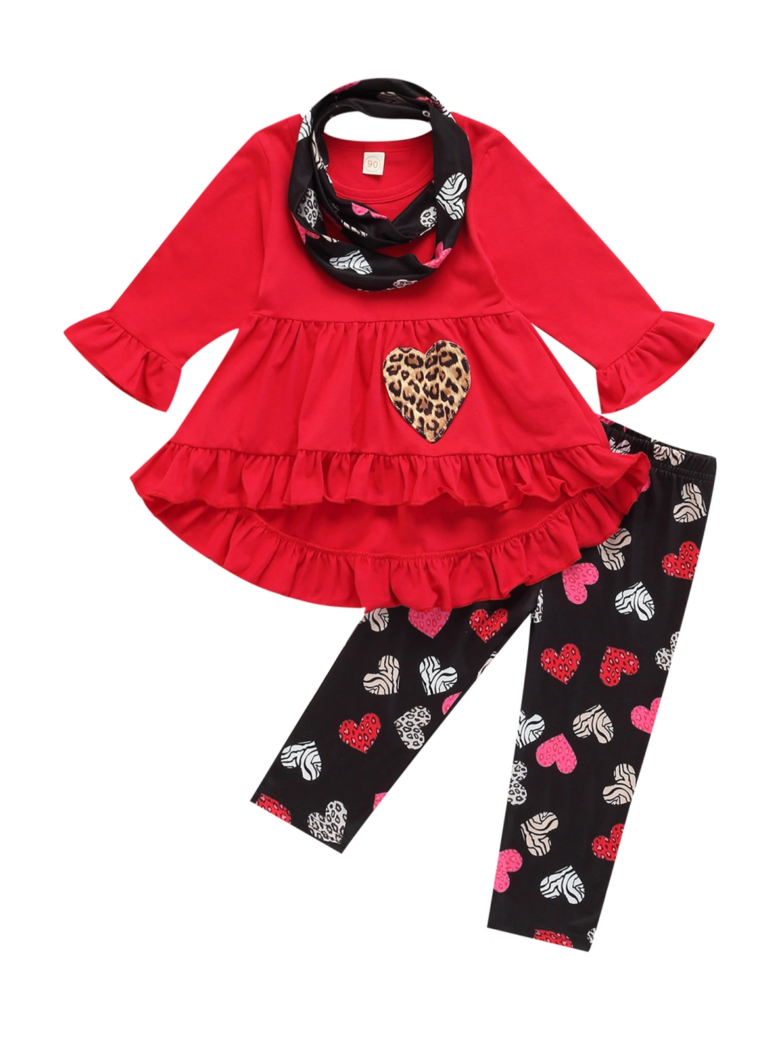 Girls Clothes Outfit, Pullover Tops + Pants + Bib Three Pieces Set