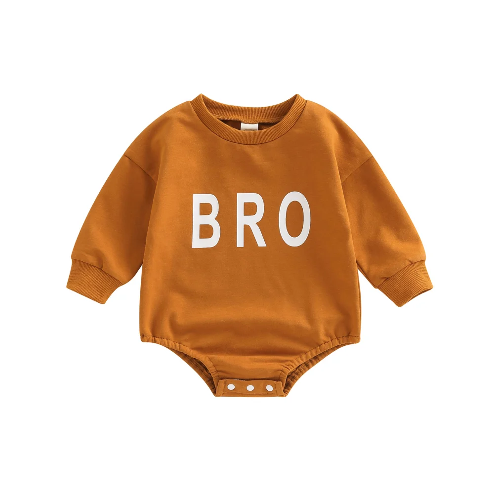 Baby Boys Autumn Long Sleeve Round Neck Letter Print Playsuit