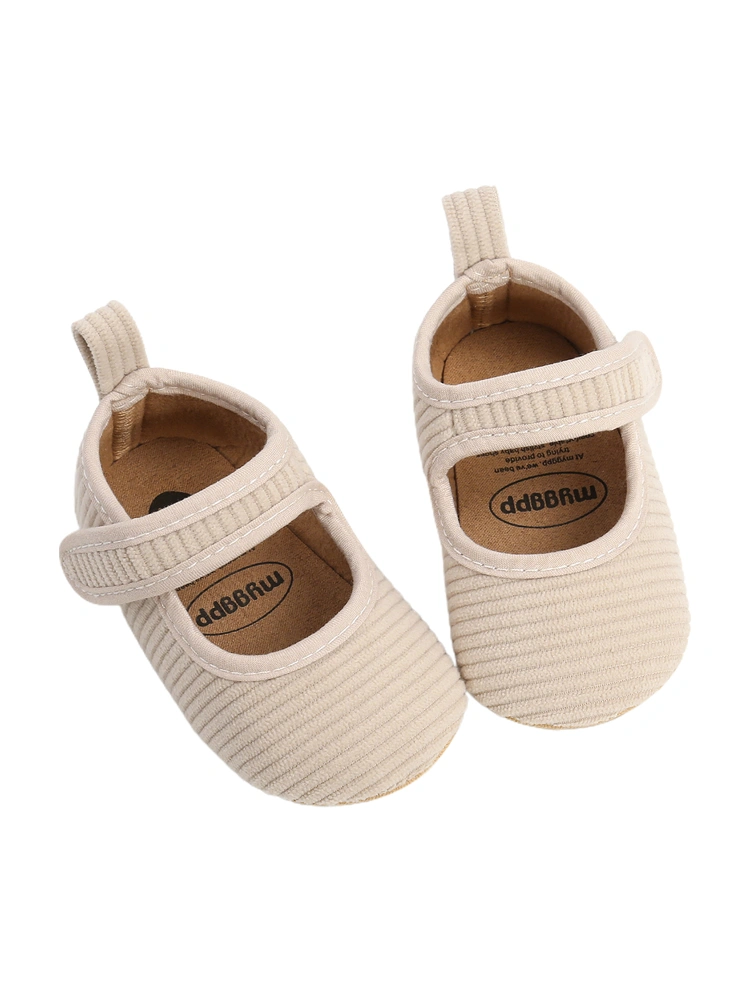 Baby Shoes, Solid Color Ribbed Walking Shoes Soft Sole Footwear