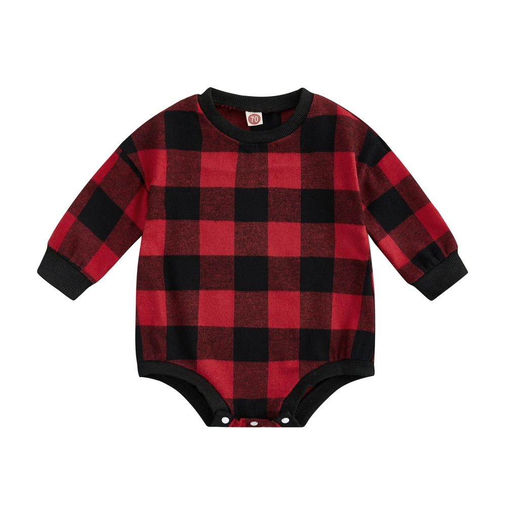 Toddler Baby Plaid Rompers Spring Casual Long Sleeve Jumpsuit