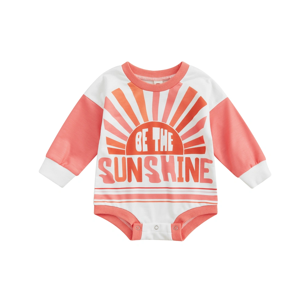 Baby Girl Boy Sweatshirt Romper, Sunshine Print Long Sleeve Jumpsuit