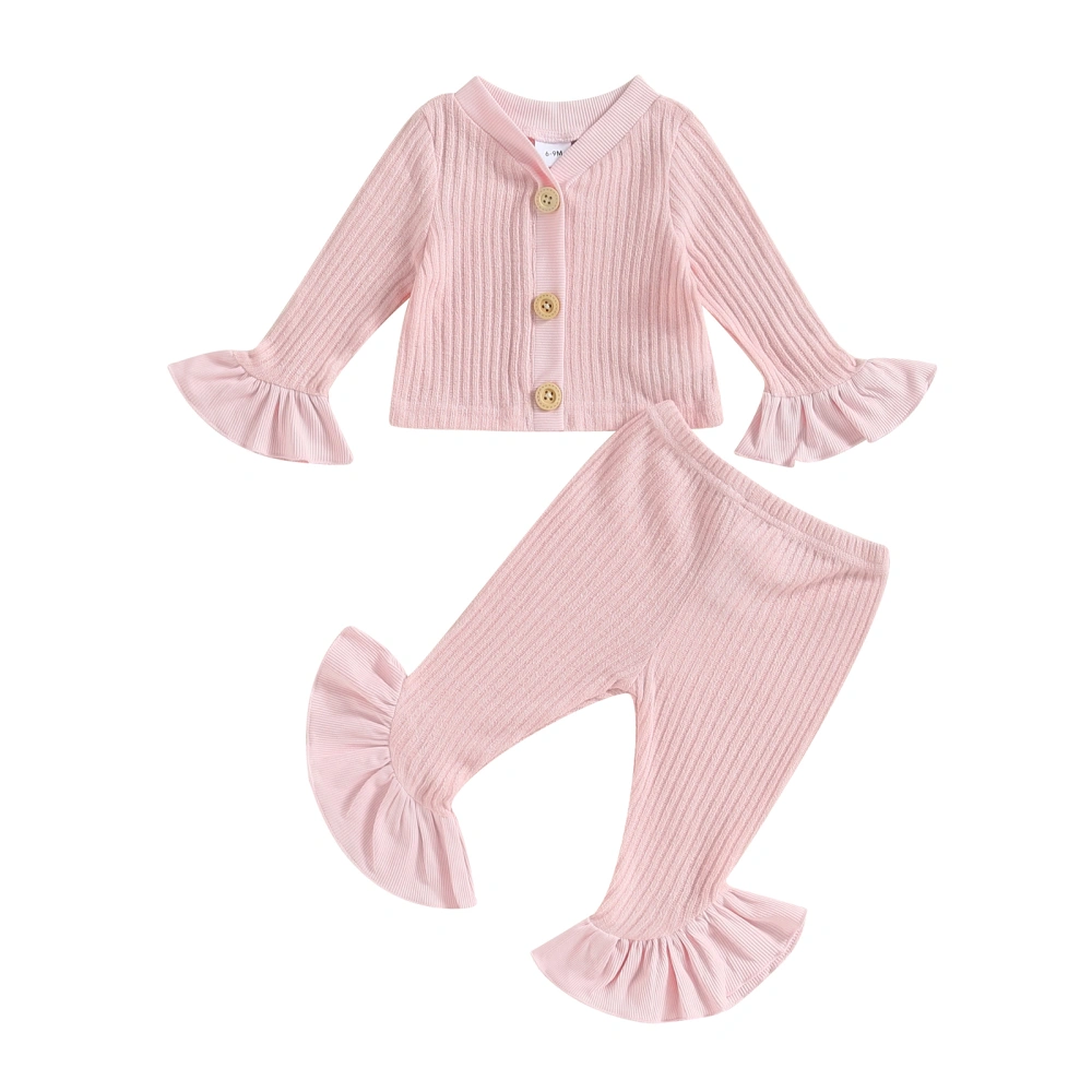 Baby Girl 2Pcs Fall Outfits Long Sleeve Cardigan + Bell Bottoms Set