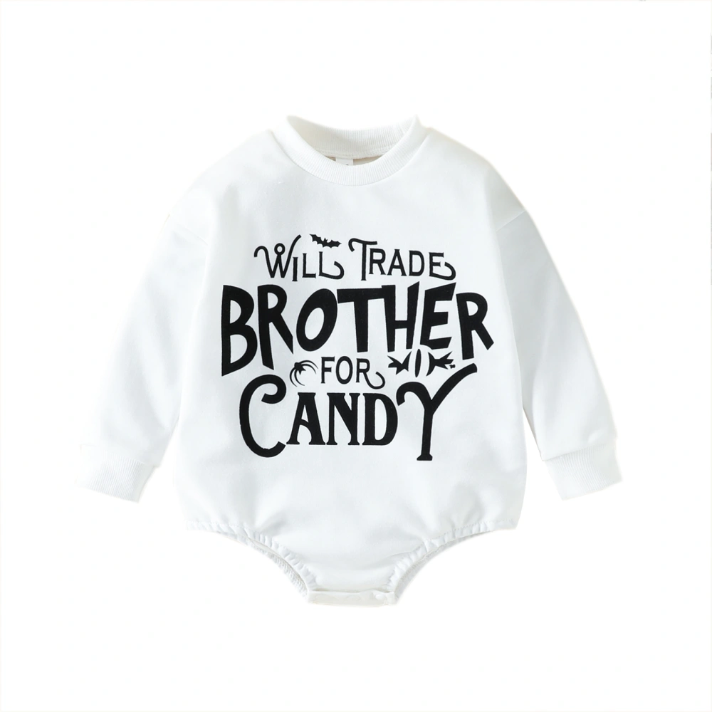 Baby Boys Girls Halloween Romper, Long Sleeve Letters Print Bodysuit