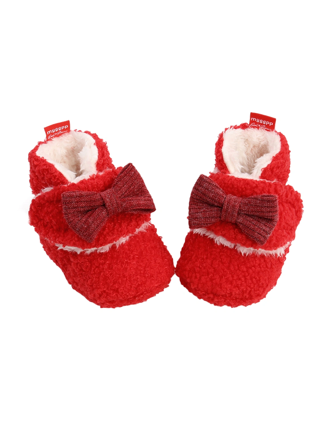 Infant Flat Shoes with Decorative Bow Knot, High-top Warm Shoes