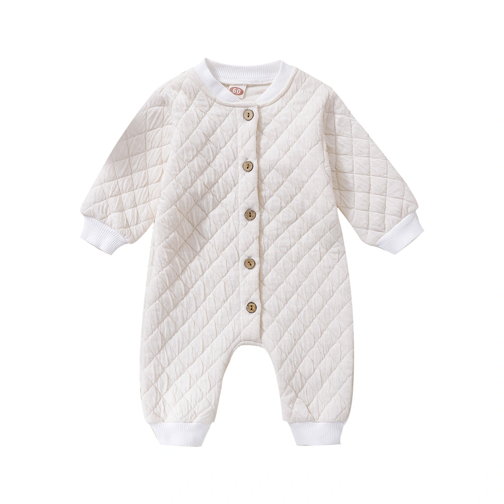 Baby Boys Girl Romper Long Sleeve Button-Down Patchwork Jumpsuit 