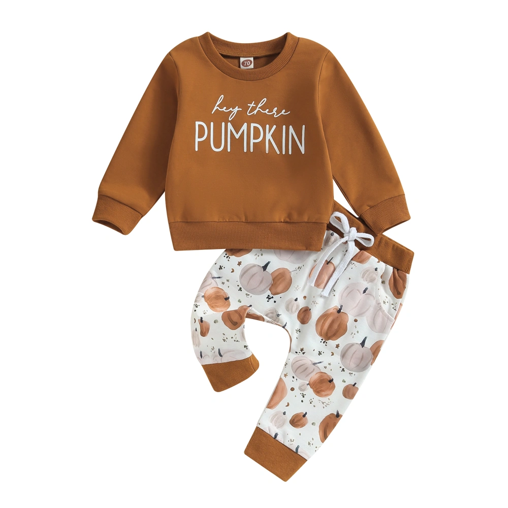 Boys Halloween Letter Print Sweatshirt and Drawstring Pants Sets