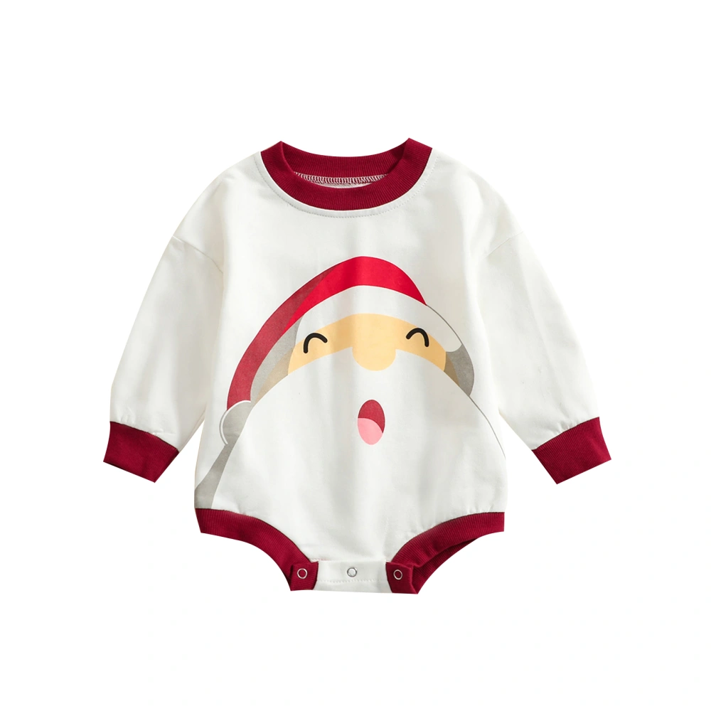 Baby Christmas Jumpsuit, Santa Claus Print Long Sleeve Romper 