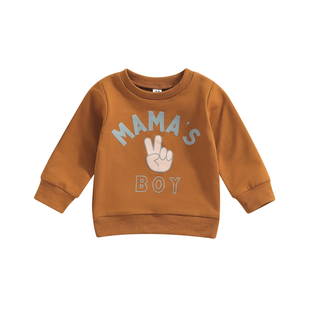 Baby Girl Boy Sweatshirt, Letter Print Crew Neck Long Sleeve Tops