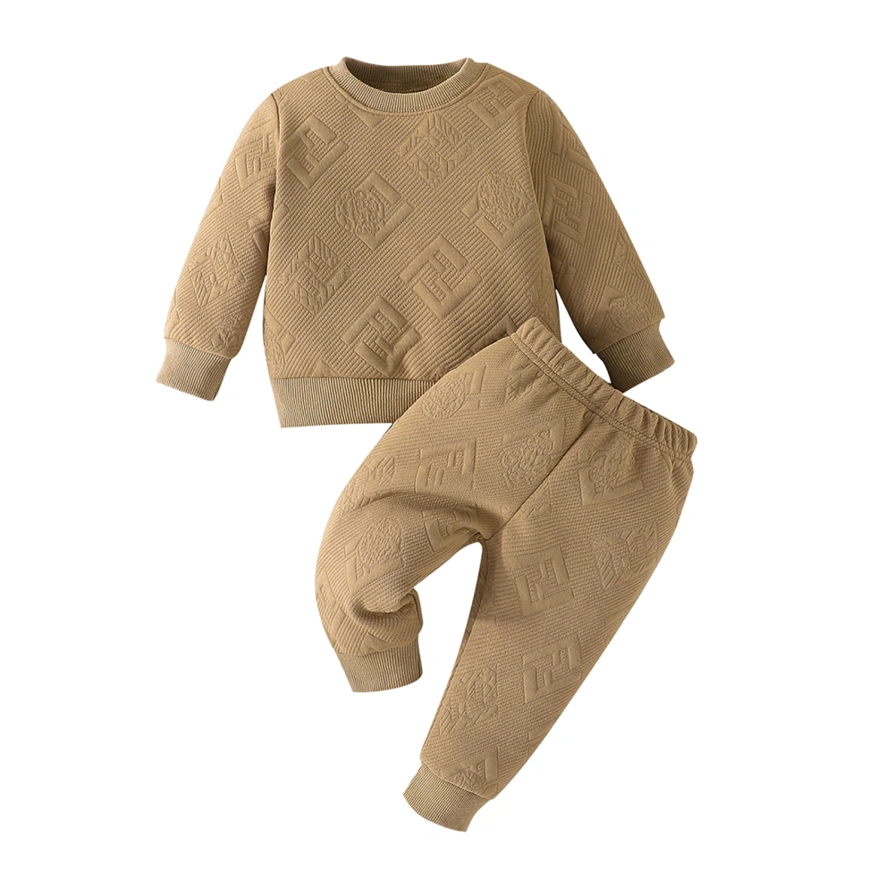 Baby Boy 2 Piece Outfits Solid Color Sweatshirt and Elastic Pants