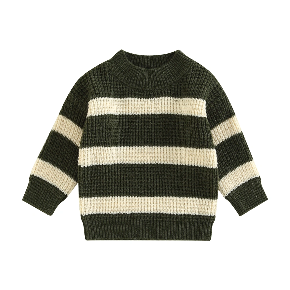 Kid Boys Girl Shirt Long Sleeve Round Neck Striped Knitting Tops