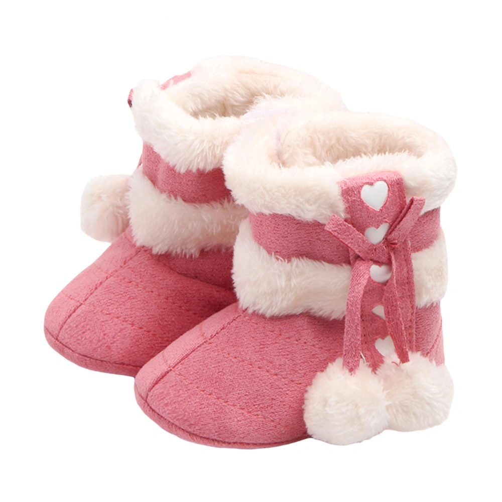 Newborn Girls Winter Boots Cute Bow Plush Pom Snow Shoes Walking Shoes