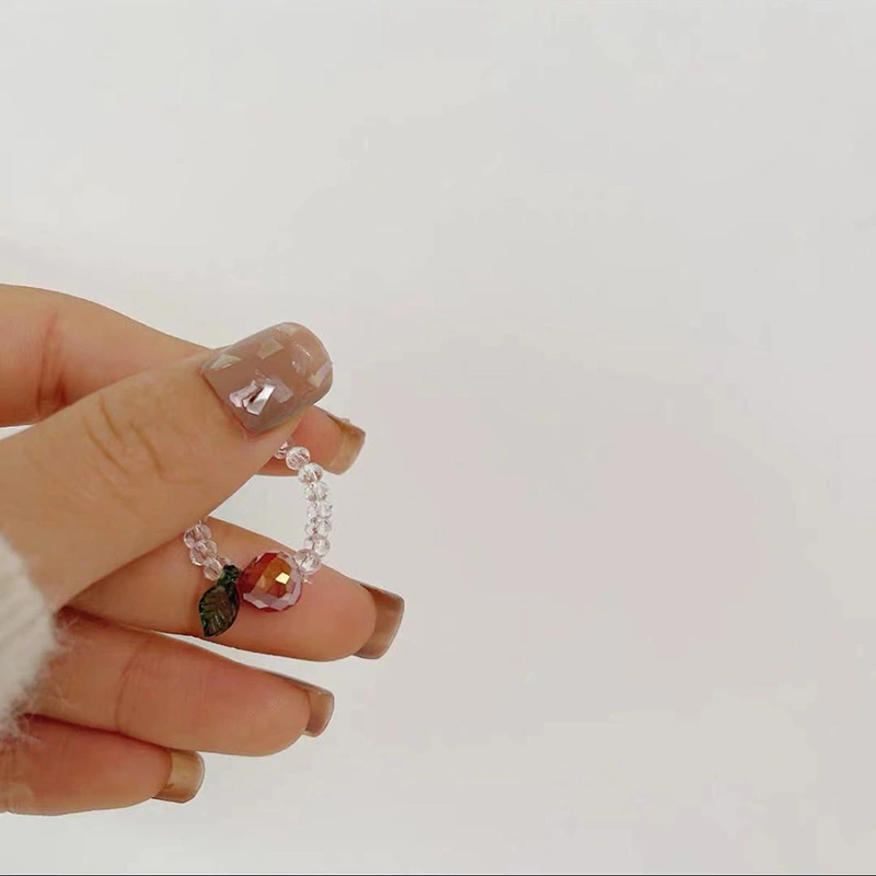 Women Elastic Finger Ring, Crystal Beaded Ring for Beach/ Vacation