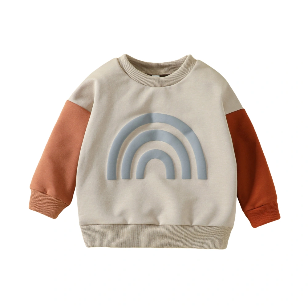 Toddlers Long Sleeve Pullover, Rainbow/Letter Print O-Neck Casual Tops