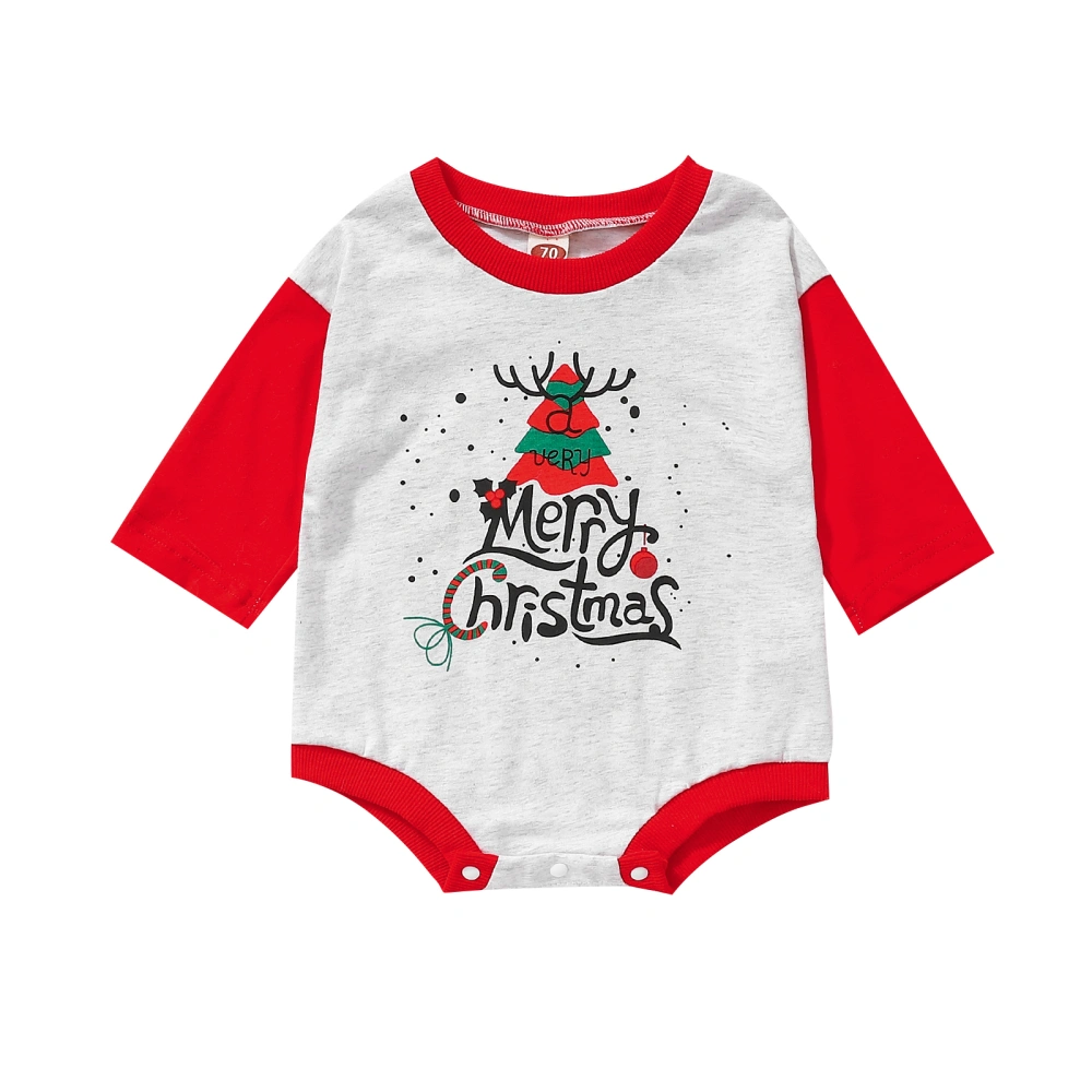 Baby Girls Boys Christmas Romper Letter Print Round Neck Jumpsuit