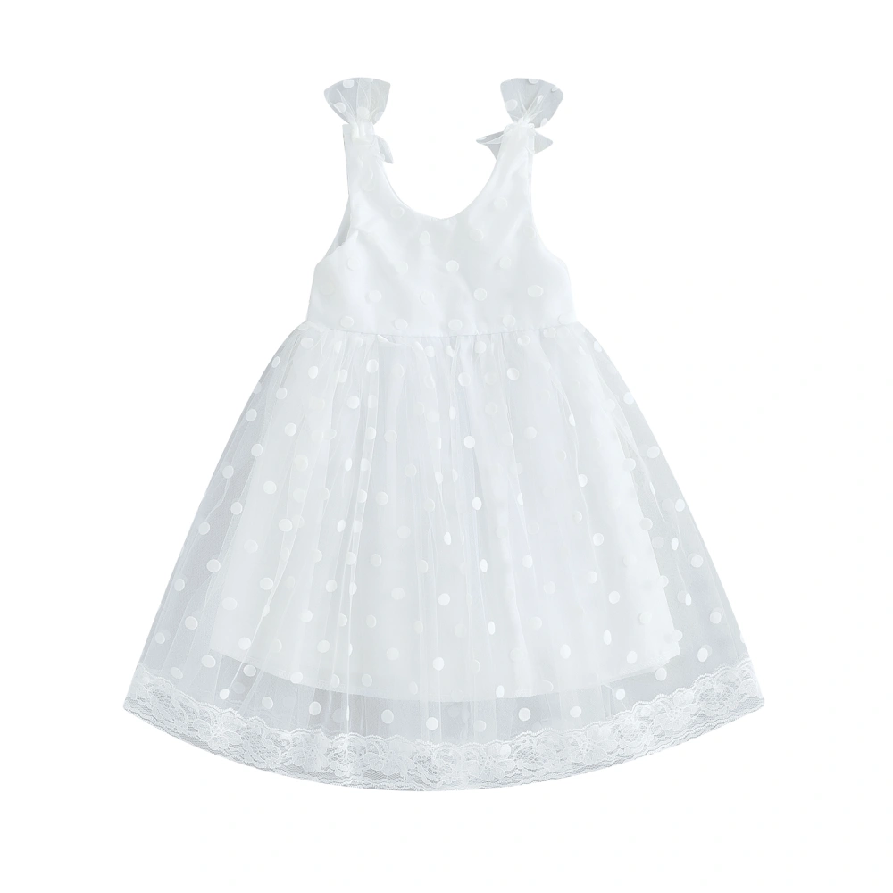 Girl Summer Sweet Dress, Dot Print Sleeveless Tulle Patchwork Dress