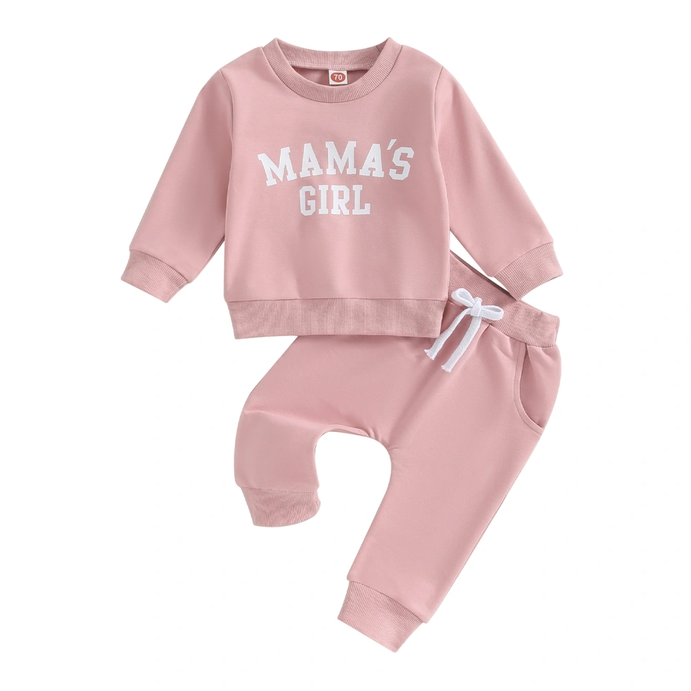 Baby Girls 2-piece Outfit, Long Sleeve Letters Sweatshirt Sweatpants