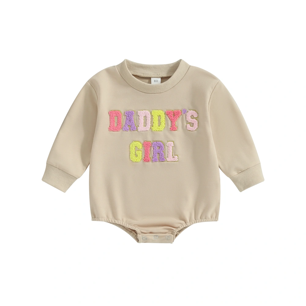 Baby Girl Fall Romper Colorful Letter Embroidery Long Sleeve Bodysuit