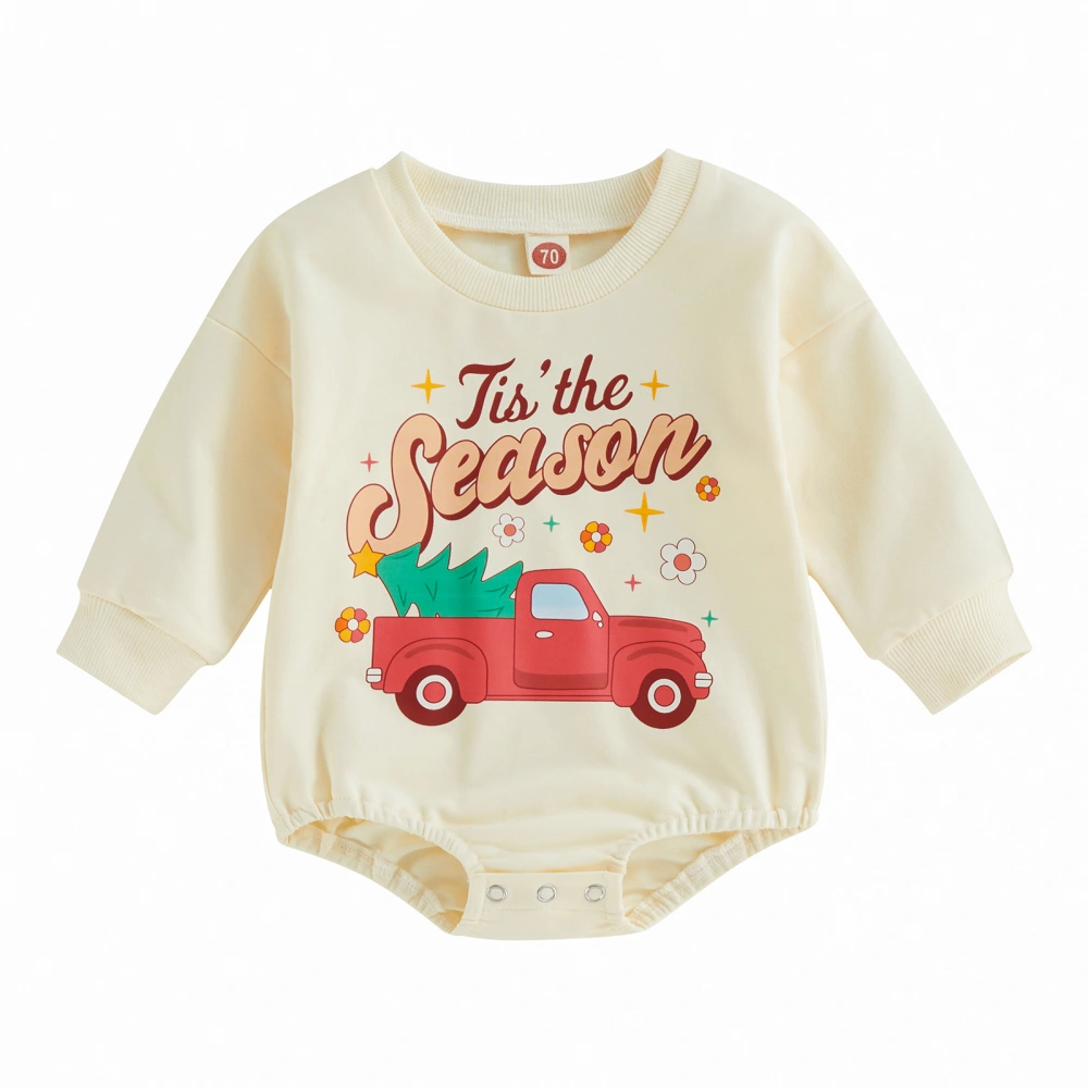 Baby Christmas Romper Letter Truck/Cartoon Tree Print Jumpsuits